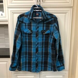 Men’s Dickies plaid l/s snap button up shirt